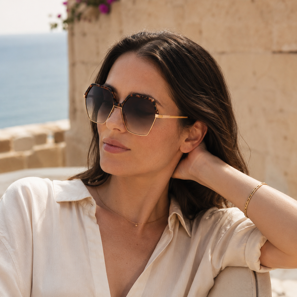 Bulget - Lunettes de Soleil Hexagonales Or Rose Havane — Bulget | Lunettes de soleil UV400