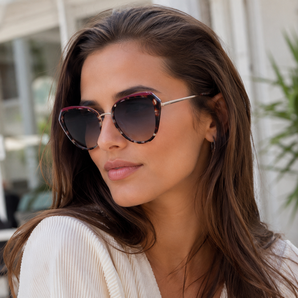 Bulget - Lunettes de Soleil Papillon Rose Havane Dore — Bulget | Lunettes de soleil UV400