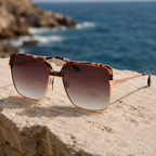 Bulget - Lunettes de Soleil Oversize Or Rose Havane (vue 2) — Bulget | View Optik