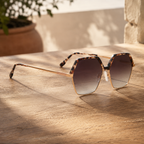 Bulget - Lunettes de Soleil Hexagonales Or Rose Havane (vue 3) — Bulget | View Optik