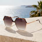 Bulget - Lunettes de Soleil Hexagonales Or Rose Havane (vue 4) — Bulget | View Optik