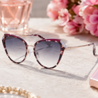 Bulget - Lunettes de Soleil Papillon Rose Havane Dore (vue 2) — Bulget | View Optik
