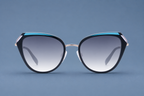 Bulget - Lunettes de Soleil Papillon Bleu Marine Argent (vue 2) — Bulget | View Optik
