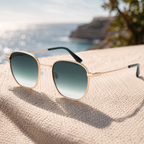 Bulget - Lunettes de Soleil Carre Or Vert (vue 2) — Bulget | View Optik