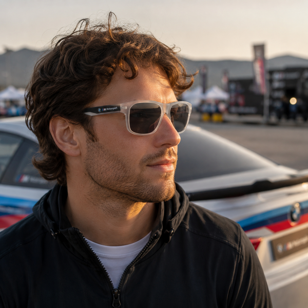 BMW Motorsport — Lunettes de Soleil Rectangulaires Cristal Miroir Argent-Bleu — BMW Motorsport | Lunettes de soleil UV400