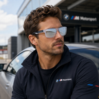 BMW Motorsport — Lunettes de Soleil Rectangulaires Cristal Miroir Argent-Bleu (vue 3) — BMW Motorsport | View Optik