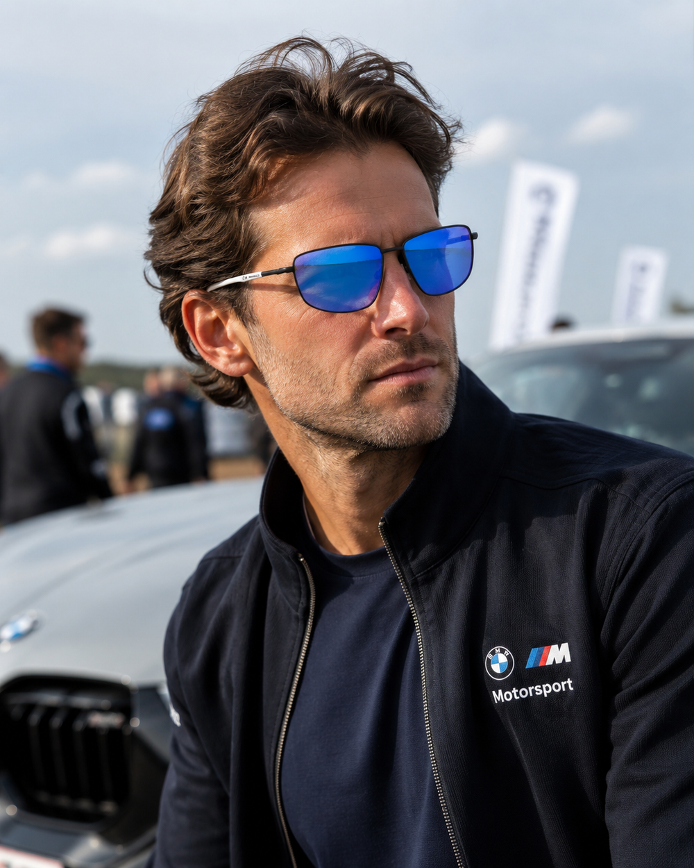 BMW Motorsport — Lunettes de Soleil Métal Noir Verres Miroir Bleu — BMW Motorsport | Lunettes de soleil UV400