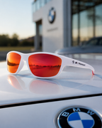 BMW Motorsport — Lunettes de Soleil Sport Wrap Blanc Verres Miroir Orange (vue 2) — BMW Motorsport | View Optik
