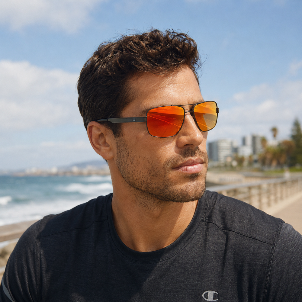 Champion — Lunettes de Soleil Pilote Navigator Métal Brun Verres Polarisés Doré — Champion | Lunettes de soleil UV400