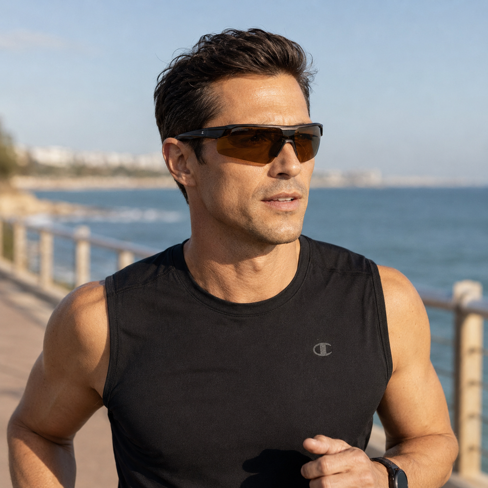 Champion — Lunettes de Soleil Bouclier Sport Polarisées Brun Grappa — Champion | Lunettes de soleil UV400