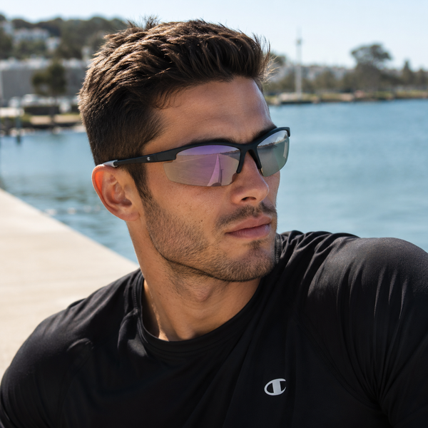 Champion — Lunettes de Soleil Sport Semi-Rimless Polarisées Flash Bleu — Champion | Lunettes de soleil UV400