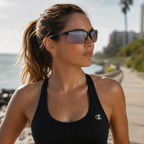 Champion — Lunettes de Soleil Sport Semi-Rimless Polarisées Flash Bleu (vue 3) — Champion | View Optik