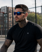 Champion — Lunettes de Soleil Rectangle Sport Wrap Polarisées Miroir Bleu — Champion | Lunettes de soleil UV400