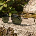 Champion — Lunettes de Soleil Aviateur Double Pont Métal Gunmetal Verres G-15 (vue 2) — Champion | View Optik