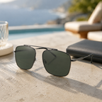 Champion — Lunettes de Soleil Aviateur Double Pont Métal Gunmetal Verres G-15 (vue 5) — Champion | View Optik