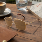 Champion — Lunettes de Soleil Aviateur Double Pont Métal Or Verres Miroir Doré (vue 2) — Champion | View Optik