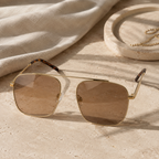 Champion — Lunettes de Soleil Aviateur Double Pont Métal Or Verres Miroir Doré (vue 4) — Champion | View Optik
