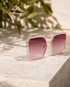 Ana Hickmann - Lunettes de Soleil Oversize Rose Transparent Or (vue 2) — Ana Hickmann | View Optik