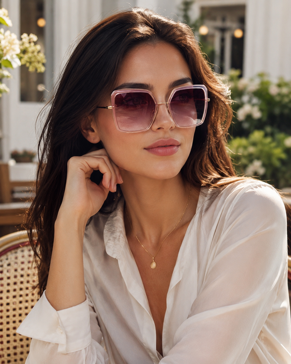 Ana Hickmann - Lunettes de Soleil Oversize Rose Transparent Or — Ana Hickmann | Lunettes de soleil UV400
