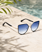 Ana Hickmann - Lunettes de Soleil Geometriques Noir Or Bleu (vue 2) — Ana Hickmann | View Optik