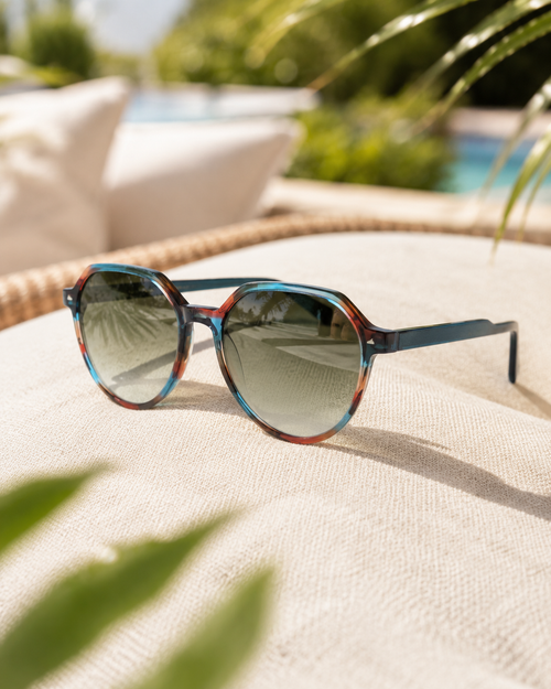 Ana Hickmann - Lunettes de Soleil Aviateur Bicolore Bleu Ecaille (vue 2) — Ana Hickmann | View Optik