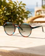 Ana Hickmann - Lunettes de Soleil Aviateur Bicolore Bleu Ecaille (vue 3) — Ana Hickmann | View Optik