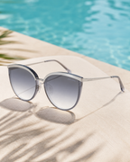 Ana Hickmann - Lunettes de Soleil Oeil-de-Chat Metal Gris Argente (vue 2) — Ana Hickmann | View Optik