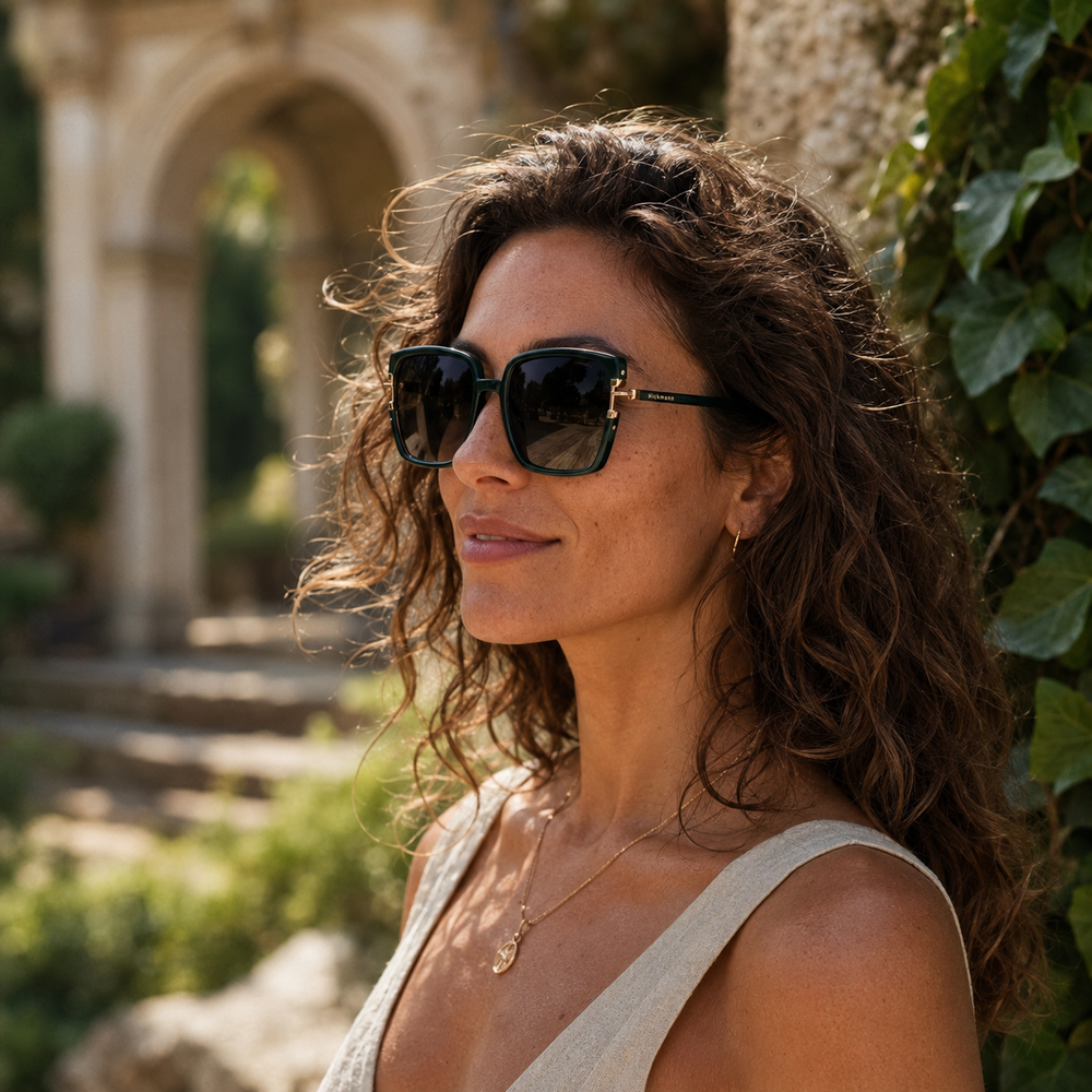 Ana Hickmann - Lunettes de Soleil Oversize Vert Or Rose — Ana Hickmann | Lunettes de soleil UV400