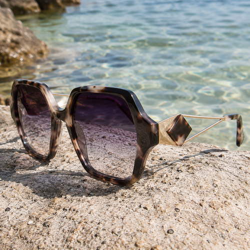 Ana Hickmann - Lunettes de Soleil Hexagonales Noir Or (vue 2) — Ana Hickmann | View Optik